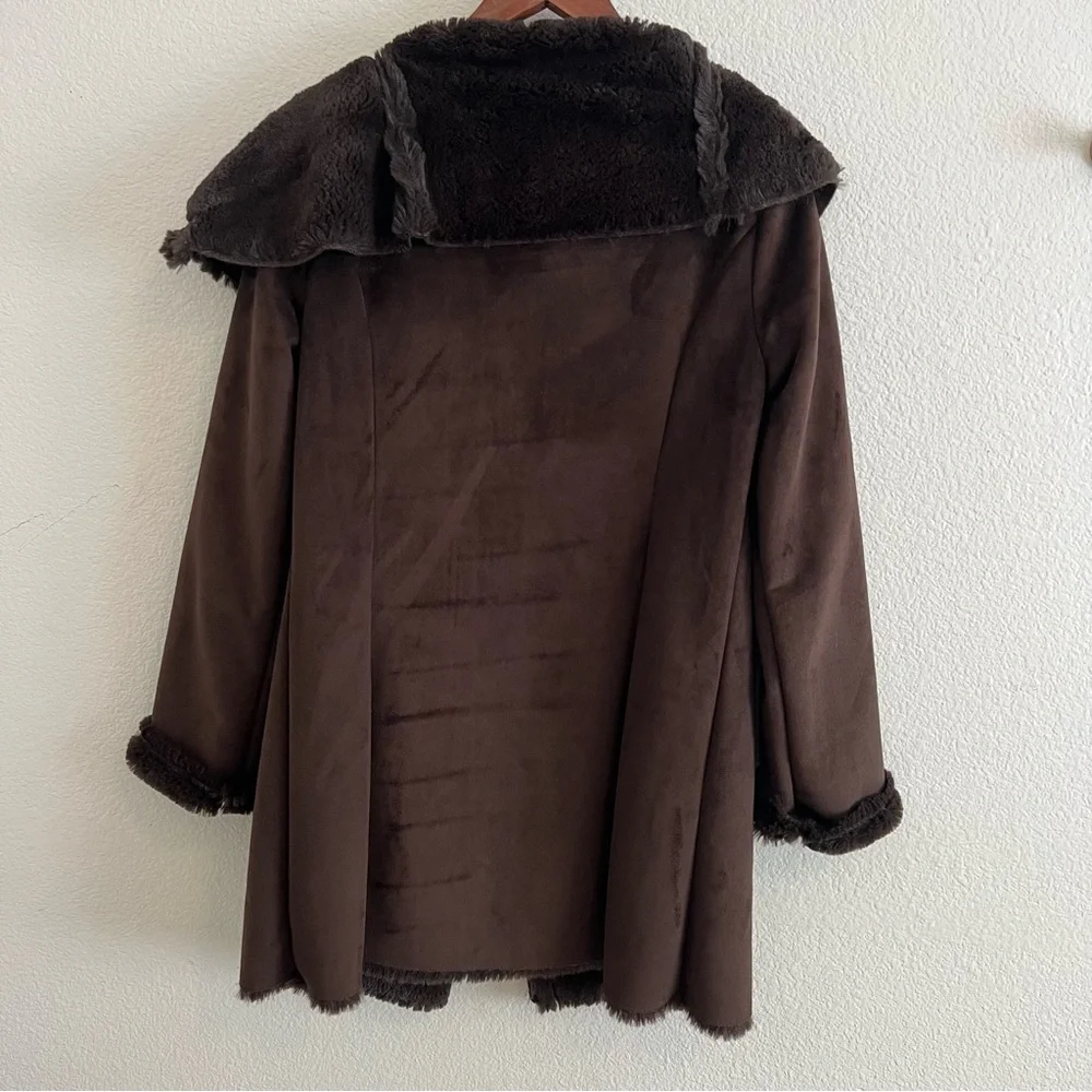 Zara Brown Faux Suede Shearling Coat Size S - Picture 11 of 11